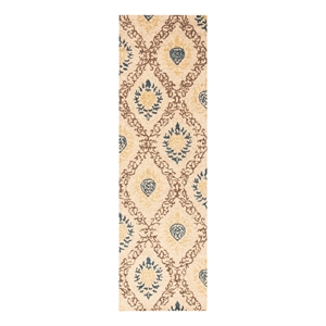 Safavieh Antiquity 2'-3&quot x 12'-0&quot Wool Hand Tufted Rug in Gold / Multi-Color