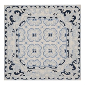 Safavieh Bella 5'-0&quot x 5'-0&quot Wool Hand Tufted Rug in Ivory / Blue