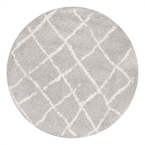 Safavieh Berber Shag 5'-1&quot x 5'-1&quot Jute Power Loomed Rug in Light Gray / Cream