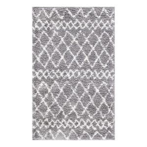 Safavieh Berber Shag 3'-0&quot x 5'-0&quot Jute Power Loomed Rug in Light Gray / Cream