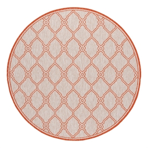 Safavieh Beach House 6'-7&quot x 6'-7&quot Polyester Power Loomed Rug in Beige / Orange