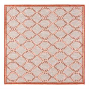 Safavieh Beach House 6'-7&quot x 6'-7&quot Polyester Power Loomed Rug in Beige / Orange