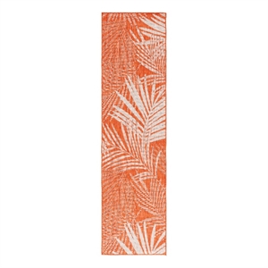 Safavieh Beach House 2'-2&quot x 10'-0&quot Polyester Power Loomed Rug in Orange / Ivory