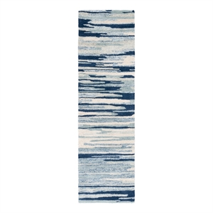 Safavieh Bellagio 2'-3&quot x 8'-0&quot Wool and Cotton Hand Tufted Rug in Blue / Ivory
