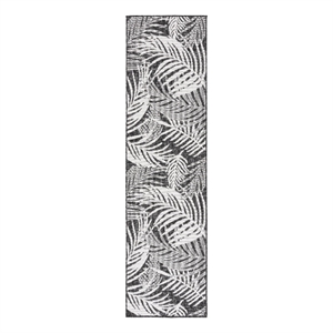 Safavieh Beach House 2'-2&quot x 8'-0&quot Polyester Power Loomed Rug in Charcoal /Ivory