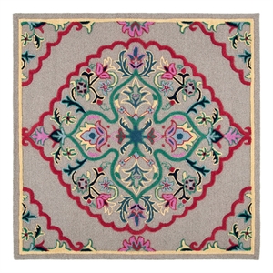 Safavieh Bellagio 7'-0&quot x 7'-0&quot Wool Hand Tufted Rug in Dark Gray / Multi-Color
