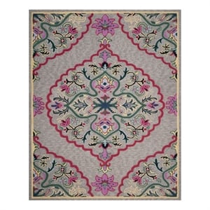 Safavieh Bellagio 8'-9&quot x 12'-0&quot Wool Hand Tufted Rug in Dark Gray / Multi-Color