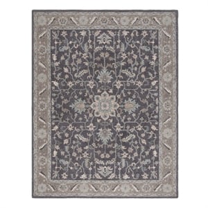 Safavieh Blossom 8'-9&quot x 12'-0&quot Wool Hand Tufted Rug in Dark Gray / Light Brown