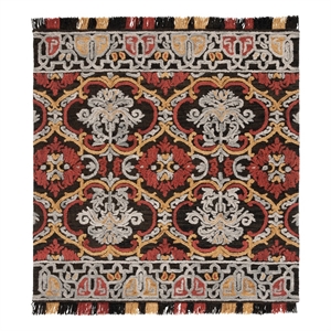 Safavieh Blossom 6'-0&quot x 6'-0&quot Wool and Cotton Hand Tufted Rug in Charcoal / Red