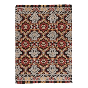 Safavieh Blossom 8'-0&quot x 10'-0&quot Wool and Cotton Hand Tufted Rug in Charcoal /Red