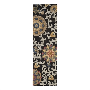 Safavieh Blossom 2'-3&quot x 6'-0&quot Wool Hand Tufted Rug in Charcoal / Multi-Color