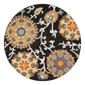 Safavieh Blossom 6'-0&quot x 6'-0&quot Wool Hand Tufted Rug in Charcoal / Multi-Color