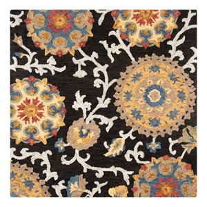 Safavieh Blossom 6'-0&quot x 6'-0&quot Wool Hand Tufted Rug in Charcoal / Multi-Color