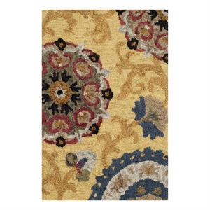 Safavieh Blossom 2'-0&quot x 3'-0&quot Wool Hand Tufted Rug in Gold / Multi-Color