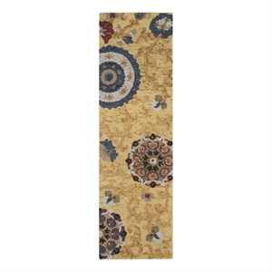 Safavieh Blossom 2'-3&quot x 10'-0&quot Wool Hand Tufted Rug in Gold / Multi-Color