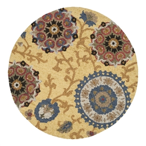 Safavieh Blossom 6'-0&quot x 6'-0&quot Wool Hand Tufted Rug in Gold / Multi-Color