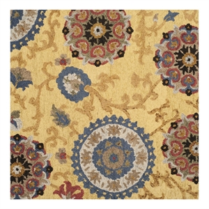 Safavieh Blossom 6'-0&quot x 6'-0&quot Wool Hand Tufted Rug in Gold / Multi-Color