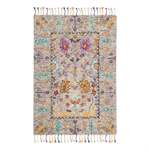 Safavieh Blossom 4'-0&quot x 6'-0&quot Wool Hand Tufted Rug in Gray / Multi-Color