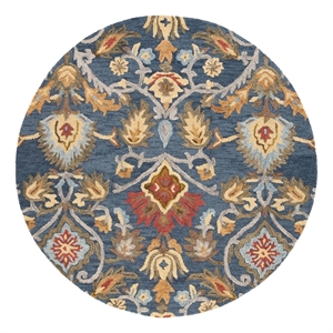 Safavieh Blossom 6'-0&quot x 6'-0&quot Wool Hand Tufted Rug in Navy / Multi-Color