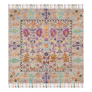 Safavieh Blossom 6'-0&quot x 6'-0&quot Wool Hand Tufted Rug in Gray / Multi-Color