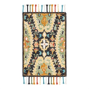 Safavieh Blossom 2'-0&quot x 3'-0&quot Wool Hand Tufted Rug in Charcoal / Gold