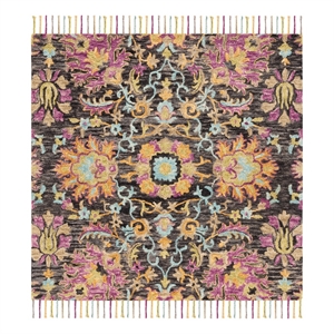 Safavieh Blossom 6'-0&quot x 6'-0&quot Wool Hand Tufted Rug in Charcoal / Multi-Color