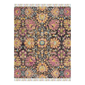 Safavieh Blossom 8'-0&quot x 10'-0&quot Wool Hand Tufted Rug in Charcoal / Multi-Color