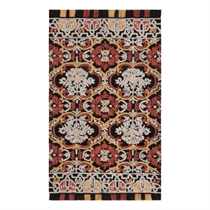 Safavieh Blossom 5'-0&quot x 8'-0&quot Wool and Cotton Hand Tufted Rug in Charcoal / Red