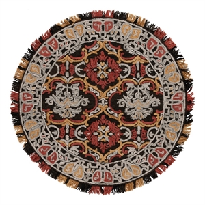 Safavieh Blossom 6'-0&quot x 6'-0&quot Wool and Cotton Hand Tufted Rug in Charcoal / Red