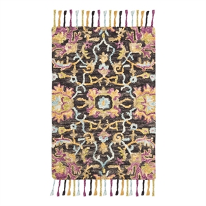 Safavieh Blossom 2'-0&quot x 3'-0&quot Wool Hand Tufted Rug in Charcoal / Multi-Color