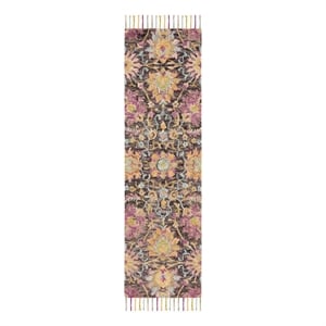 Safavieh Blossom 2'-3&quot x 8'-0&quot Wool Hand Tufted Rug in Charcoal / Multi-Color