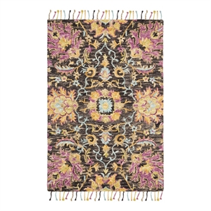 Safavieh Blossom 3'-0&quot x 5'-0&quot Wool Hand Tufted Rug in Charcoal / Multi-Color