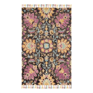 Safavieh Blossom 5'-0&quot x 8'-0&quot Wool Hand Tufted Rug in Charcoal / Multi-Color