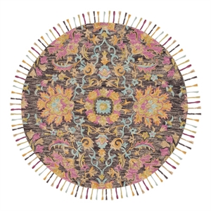 Safavieh Blossom 6'-0&quot x 6'-0&quot Wool Hand Tufted Rug in Charcoal / Multi-Color