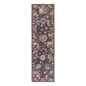 Safavieh Blossom 2'-3&quotx8'-0&quotWool and Cotton Hand Tufted Rug in Charcoal/Lavender