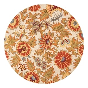 Safavieh Blossom 6'-0&quot x 6'-0&quot Wool and Cotton Hand HookedRuginIvory/Multi-Color