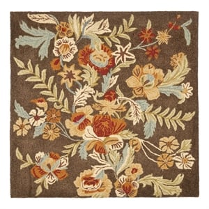 Safavieh Blossom 6'-0&quot x 6'-0&quot Wool and Cotton Hand HookedRuginBrown/Multi-Color