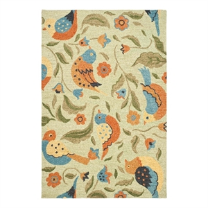 Safavieh Blossom 8'-0&quot x 8'-0&quot Wool Hand Hooked Rug in Sage / Multi-Color