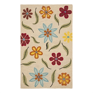Safavieh Blossom 4'-0&quot x 6'-0&quot Wool Hand Hooked Rug in Beige / Multi-Color