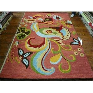 Safavieh Blossom 4'-0&quot x 4'-0&quot Wool Hand Hooked Rug in Rust / Multi-Color