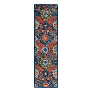 Safavieh Blossom 2'-3&quot x 8'-0&quot Wool and Cotton Tufted Rug in Charcoal / Orange