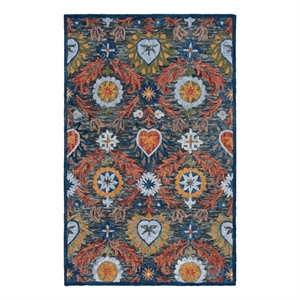 Safavieh Blossom 4'-0&quot x 6'-0&quot Wool and Cotton Tufted Rug in Charcoal / Orange