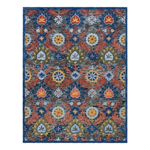 Safavieh Blossom 8'-0&quot x 10'-0&quot Wool and Cotton Tufted Rug in Charcoal / Orange