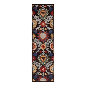 Safavieh Blossom 2'-3&quot x 8'-0&quot Wool and Cotton Tufted Rug in Brown / Orange