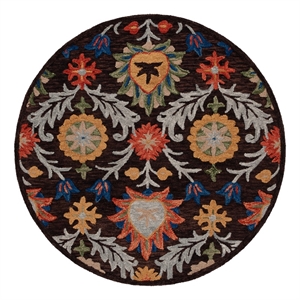 Safavieh Blossom 6'-0&quot x 6'-0&quot Wool and Cotton Tufted Rug in Brown / Orange