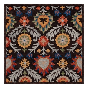 Safavieh Blossom 6'-0&quot x 6'-0&quot Wool and Cotton Tufted Rug in Brown / Orange