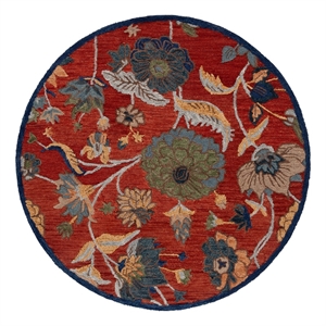 Safavieh Blossom 6'-0&quot x 6'-0&quot Wool and Cotton Tufted Rug in Orange / Blue