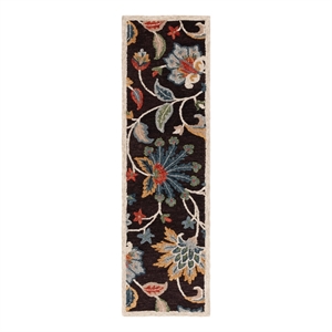 Safavieh Blossom 2'-3&quot x 8'-0&quot Wool and Cotton Tufted Rug in Brown / Yellow