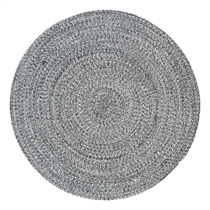Safavieh Braided 5'-0&quot x 5'-0&quot Cotton Hand Woven Rug in Ivory / Black