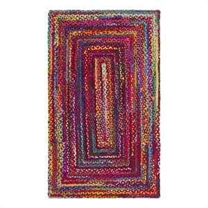 Safavieh Braided 3'-0&quot x 5'-0&quot Cotton Hand Woven Rug in Red / Multi-Color